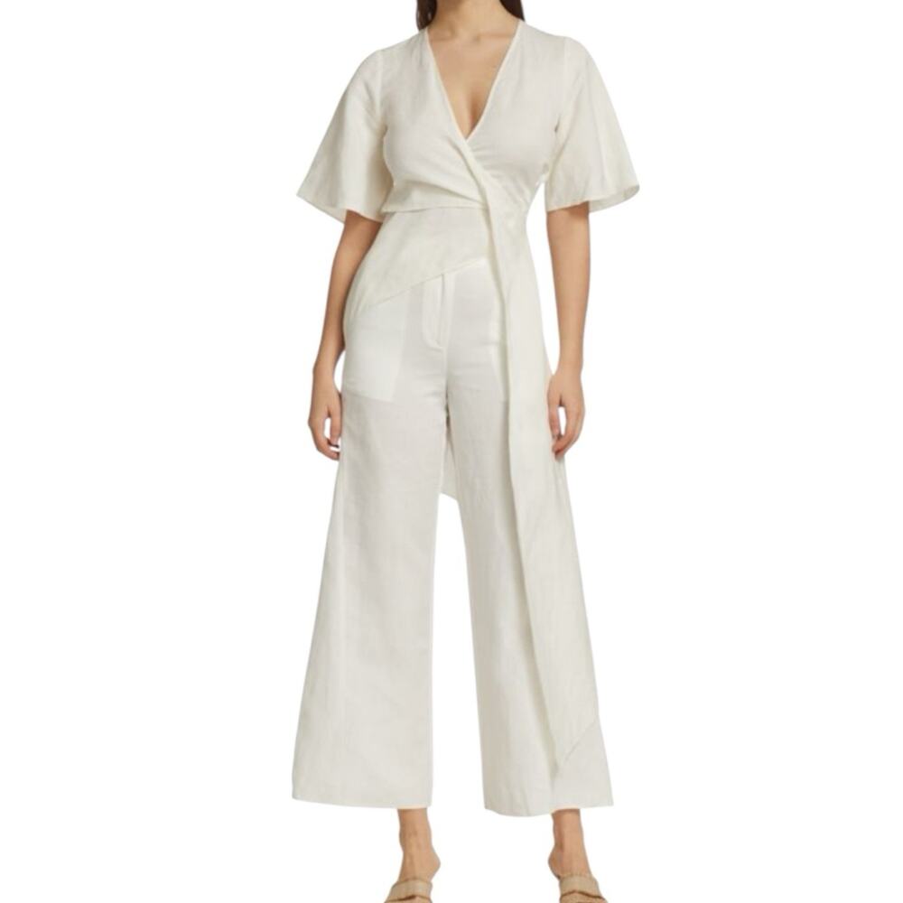Cult Gaia Selena Asymmetrical Wrap Top Off White Size XS Linen Minimal Lagenlook